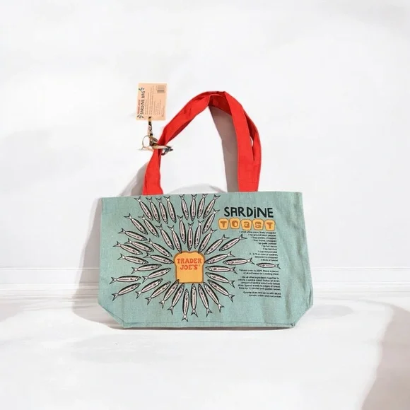 Trader Joe’s Cotton Canvas Sardines Shopping Bag Tote NWT - Picture 2 of 3
